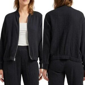 Jag Women's Full Zip Textured Bomber Jacket Streetwear Utility Black Size M NWT